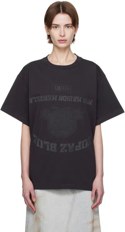 MM6 MAISON MARGIELA BLACK TOPAZ BLUE T-SHIRT