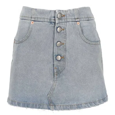 MM6 MAISON MARGIELA MM6 MAISON MARGIELA BLUE FRAYED DENIM MINISKIRT