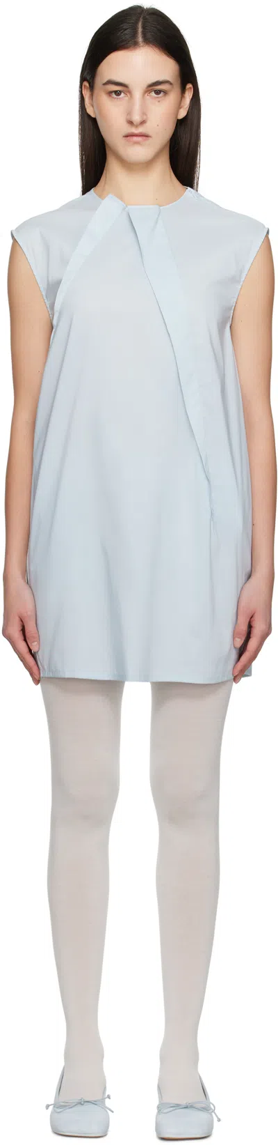 MM6 MAISON MARGIELA BLUE SHIRTING DARTING MINIDRESS