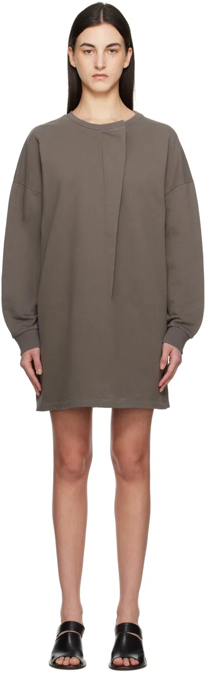 MM6 MAISON MARGIELA BROWN SWEAT JERSEY DARTING MINIDRESS