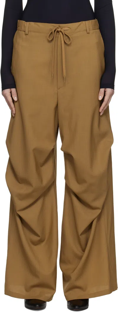 MM6 MAISON MARGIELA BROWN TAILORING WOOL CANVAS TROUSERS