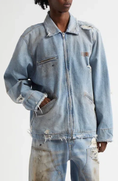 MM6 MAISON MARGIELA MM6 MAISON MARGIELA DISTRESSED DENIM CHORE JACKET