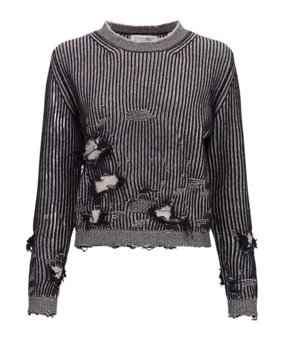 MM6 MAISON MARGIELA MM6 MAISON MARGIELA CREWNECK DISTRESSED-EFFECT KNITTED JUMPER