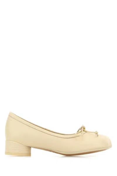 MM6 MAISON MARGIELA IVORY LEATHER BALLERINAS