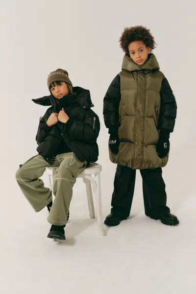 MM6 MAISON MARGIELA LONG TWO-TONE PADDED JACKET WITH BOMBER SLEEVES