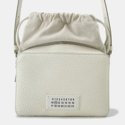 MM6 MAISON MARGIELA MAISON MARGIELA MAISON MARGIELA 5AC WHITE LEATHER CANVAS MEDIUM CAMERA SHOULDER BAG