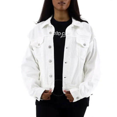 MM6 MAISON MARGIELA MM6 LADIES WHITE CUT-OUT DETAIL DENIM JACKET