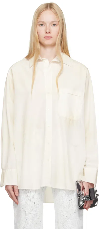 MM6 MAISON MARGIELA OFF-WHITE LIGHT COTTON POPLIN LONG-SLEEVED SHIRT