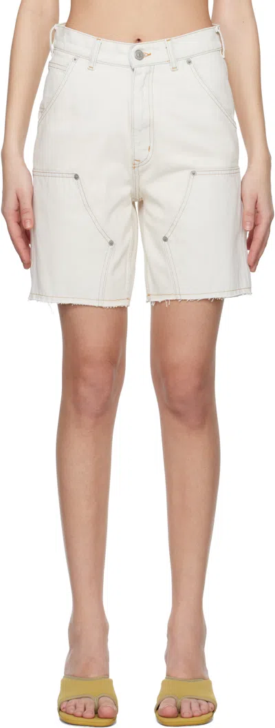 MM6 MAISON MARGIELA OFF-WHITE PANELED DENIM SHORTS