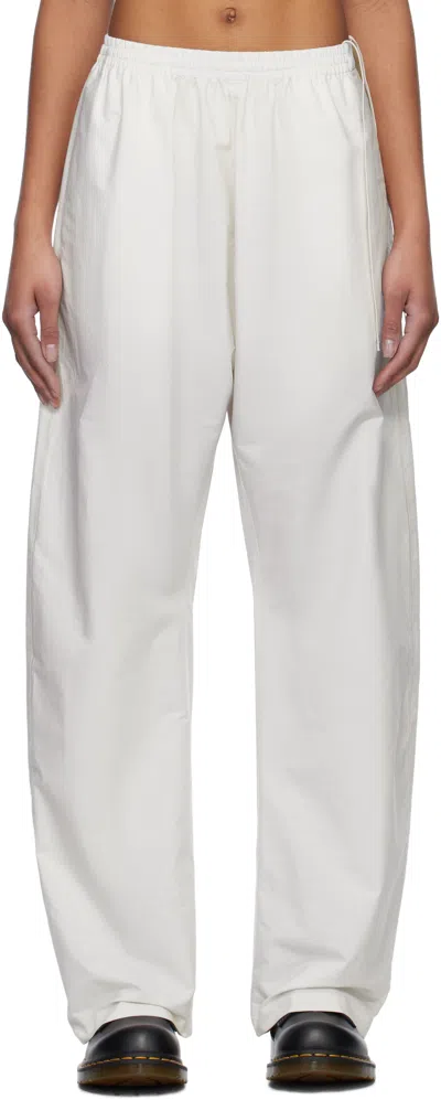 MM6 MAISON MARGIELA OFF-WHITE STRIPED COTTON POPLIN LOUNGE PANTS