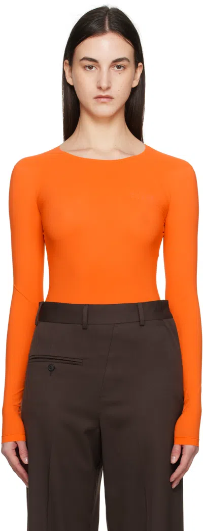 MM6 MAISON MARGIELA ORANGE LYCRA JERSEY BODYSUIT