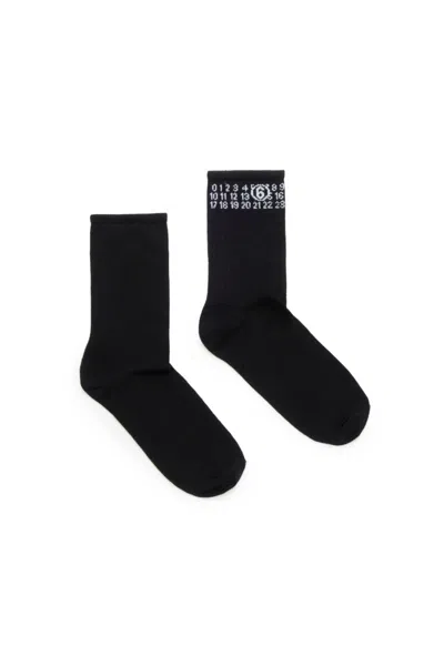 MM6 MAISON MARGIELA RIBBED SOCKS BRANDED WITH NUMERIC LOGO