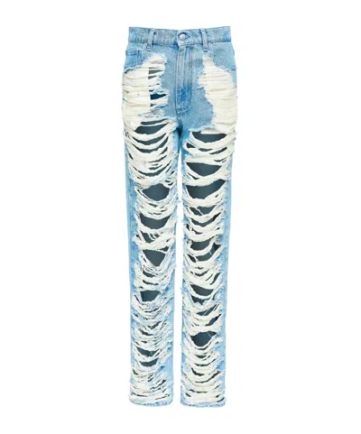 MM6 MAISON MARGIELA MM6 MAISON MARGIELA RIPPED STRAIGHT LEG JEANS