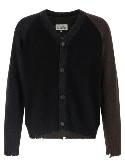 MM6 MAISON MARGIELA MM6 MAISON MARGIELA TWO TONE SUEDE PATCH CARDIGAN