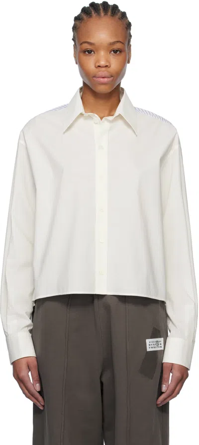MM6 MAISON MARGIELA WHITE SPLICED COTTON POPLIN SHIRT