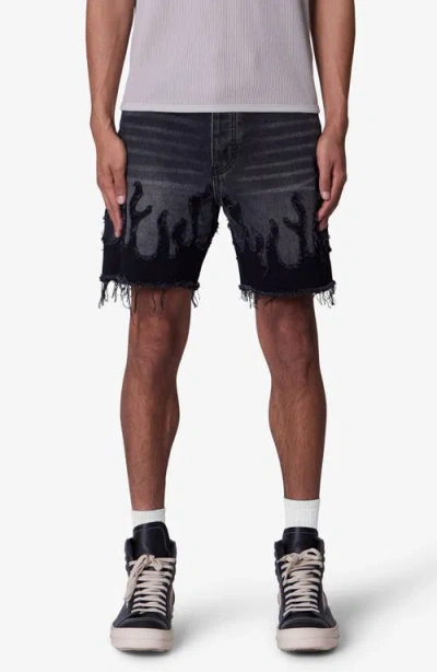 MNML MNML FLAME DENIM SHORTS
