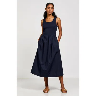 MODENAIRE MODENAIRE SLEEVELESS FIT-AND-FLARE MAXI DRESS WITH SEAM WAIST AND SIDE POCKETS