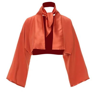 MOE WOMEN'S SAFFRON ORANGE SILK BOLERO REVERSIBLE