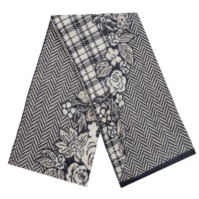 MOHAIR&ANGORA MOHAIR WOMEN SHAWL FLORAL ART DARK BLUE