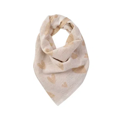 MOHAIR&ANGORA WOMEN'S WHITE MOHAIR FOULARD HEARTS ECRU-BEIGE