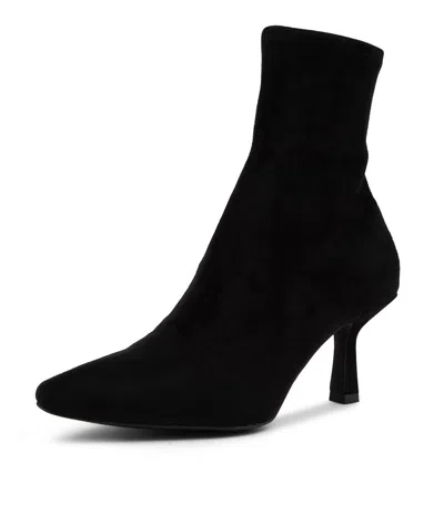 MOLLINI MOLLINI AUDRY BLACK MICROSUEDE ANKLE BOOTS WOMENS SHOES DRESS BOOTS ANKLE
