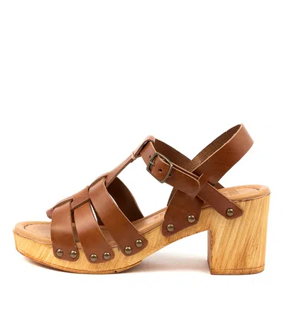 MOLLINI MOLLINI BELLS TAN LEATHER WOMENS SHOES CASUAL SANDALS HEELED