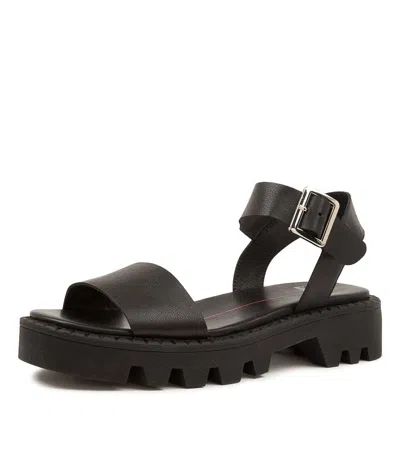 MOLLINI MOLLINI FAMBAM DK TAN BLACK LEA WOMENS SHOES CASUAL SANDALS SANDALS FLAT