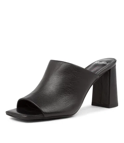MOLLINI MOLLINI MEECEE BLACK LEATHER WOMENS SHOES CASUAL SANDALS HEELED