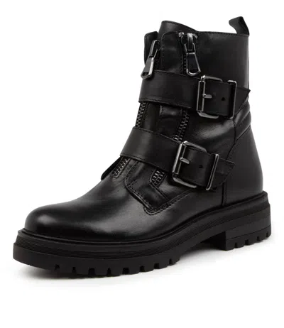 MOLLINI MOLLINI MILL BLACK LEATHER WOMENS SHOES CASUAL BOOTS ANKLE