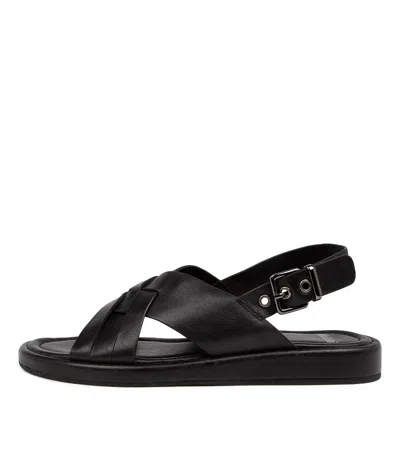 MOLLINI MOLLINI RAINEE BLACK LEATHER WOMENS SHOES CASUAL SANDALS SANDALS FLAT