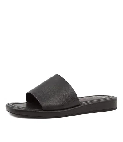 MOLLINI MOLLINI RAJA SCOTCH BLACK LEATHER WOMENS SHOES CASUAL SANDALS SANDALS FLAT