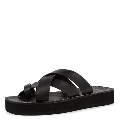 MOLLINI MOLLINI RELINX BLACK BLACK LEA WOMENS SHOES CASUAL SANDALS SANDALS FLAT