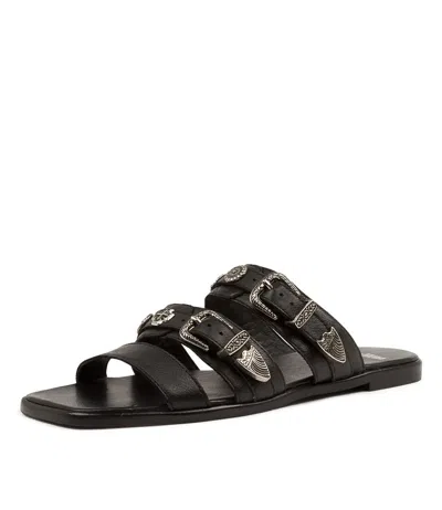 MOLLINI MOLLINI SOIRE BLACK LEATHER WOMENS SHOES CASUAL SANDALS SANDALS FLAT