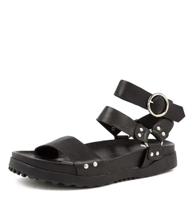 MOLLINI MOLLINI TOANI BLACK BLACK LEATER WOMENS SHOES CASUAL SANDALS SANDALS FLAT