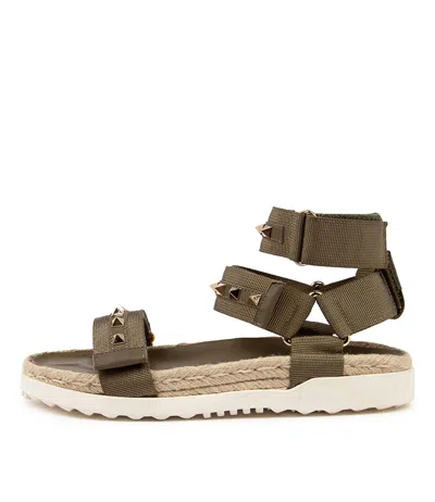 MOLLINI MOLLINI TRELAH OLIVE FABRIC WOMENS SHOES CASUAL SANDALS SANDALS FLAT