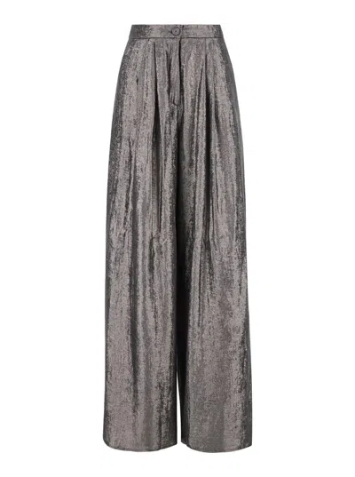 MOMONÍ 'PATRICE' GREY PANTS WITH PENCES AND LAMINATED FINISH IN TECH FABRIC WOMAN