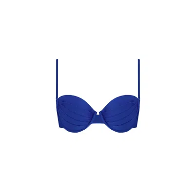 MONARCH WOMEN'S BLUE EVA PLEATED BALCONETTE BIKINI TOP - ULTRAMARINE