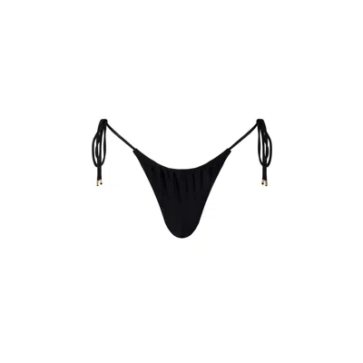 MONARCH WOMEN'S KAIA SIDE TIE RUCHED BIKINI BOTTOM - BLACK