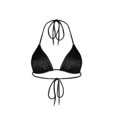 MONARCH WOMEN'S KAIA TRIANGLE BIKINI TOP - BLACK METALLIC