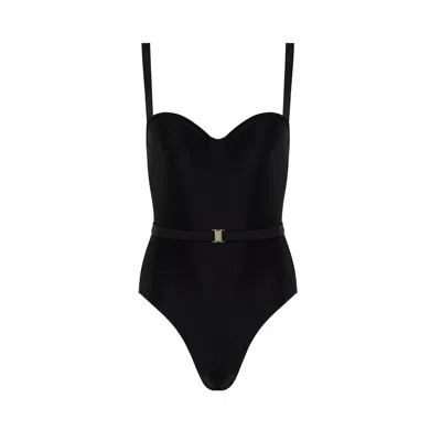 MONARCH WOMEN'S LENA BELTED ONE PIECE - BLACK