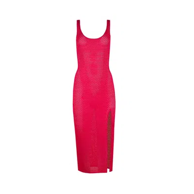 MONARCH WOMEN'S KENDALL SLEEVELESS MIDI DRESS - HOT PINK