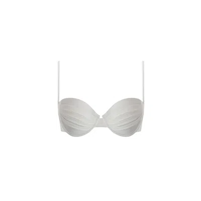 MONARCH WOMEN'S WHITE EVA PLEATED BALCONETTE BIKINI TOP - IVORY