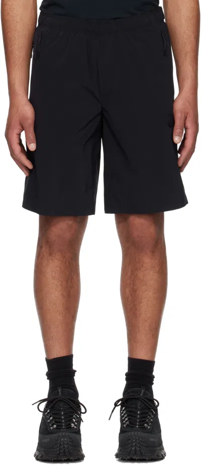 MONCLER BLACK LOGO PATCH SHORTS