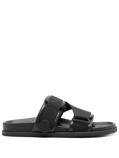 MONCLER WOMEN BLACK LOGO SANDALS, 3.5 LUXURY SANDALS & FLOATERS FOR WOMEN DARVEYS