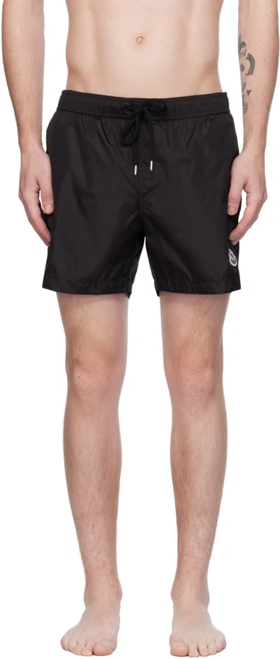 MONCLER BLACK PATCH SWIM SHORTS
