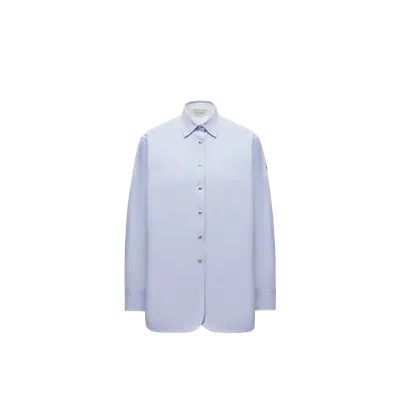 MONCLER MONCLER CHEMISE À MANCHES LONGUES EN COTON OXFORD, FEMME, BLEU, TAILLE: S