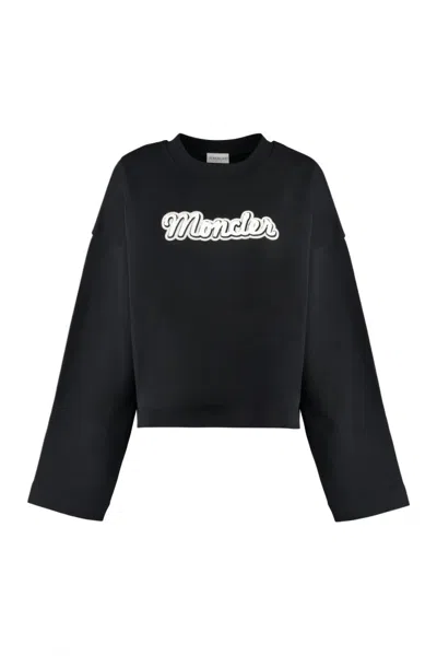 MONCLER MONCLER CROPPED BLACK LONG-SLEEVE TOP