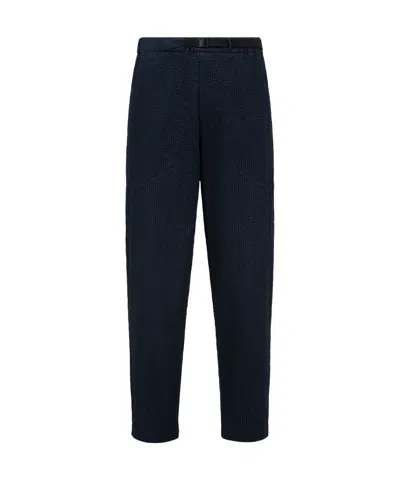 MONCLER BELTED SEERSUCKER PANTS