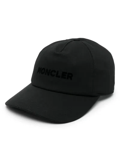 MONCLER FLOCKED-LOGO COTTON BASEBALL CAP