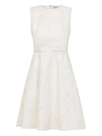 MONCLER FLORAL-EMBROIDERED MIDI DRESS